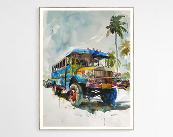 Stampa artistica "Filippino Jeepney Dreams" / Stampa artistica colorata della cultura filippina, opera d'arte unica del patrimonio filippino, regalo per i filippini