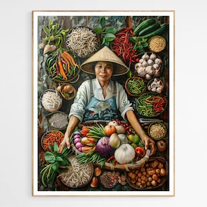 Stylish Vietnamese Villager Food Art Print | Vietnam Cuisine Decor, Art for Kitchen, Unique Travel Gift