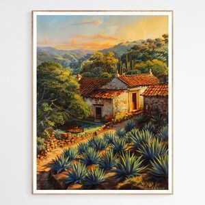 Home in the Agave Fields Art Print | Mexican Lifestyle Decor, Traditional Mexico Art