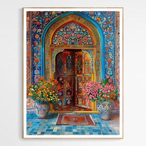 Bold and Vivid Islamic Architecture Art Print | Islamic Home Art Decor, Stunning Old Architecture, Gift for Arabic Culture Enthusiasts
