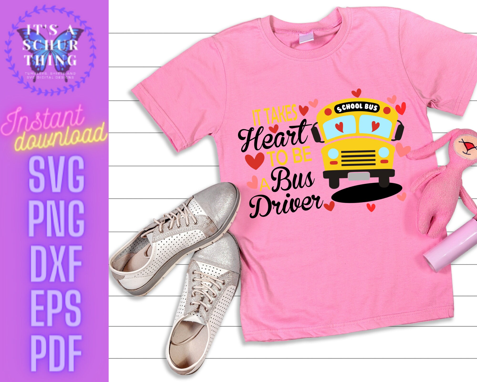 It takes Heart to Be a Bus Driver School Bus Instant Digital Etsy