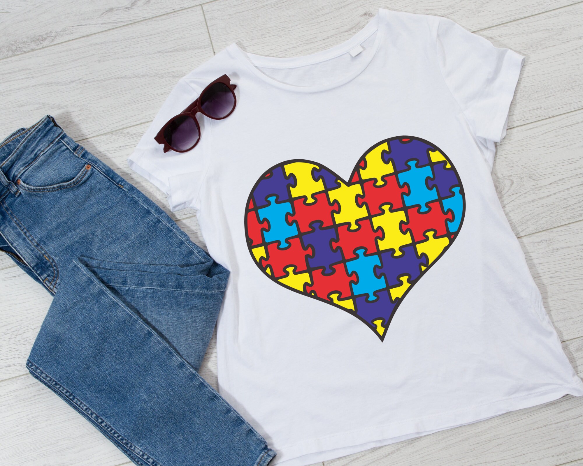 Autism Awareness Puzzle Piece Heart Easy Layered Cut File - Etsy