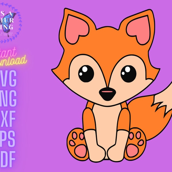 Baby Fox Baby Animal Cute and Adorable Instant Digital Download for Cricut/Silhouette includes svg png dxf eps pdf file formats