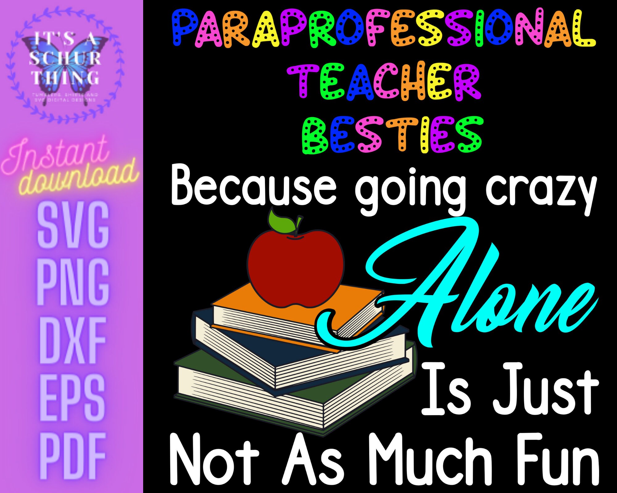 Download Paraprofessional Teacher Besties Crazy Alone SVG Cute Cut | Etsy