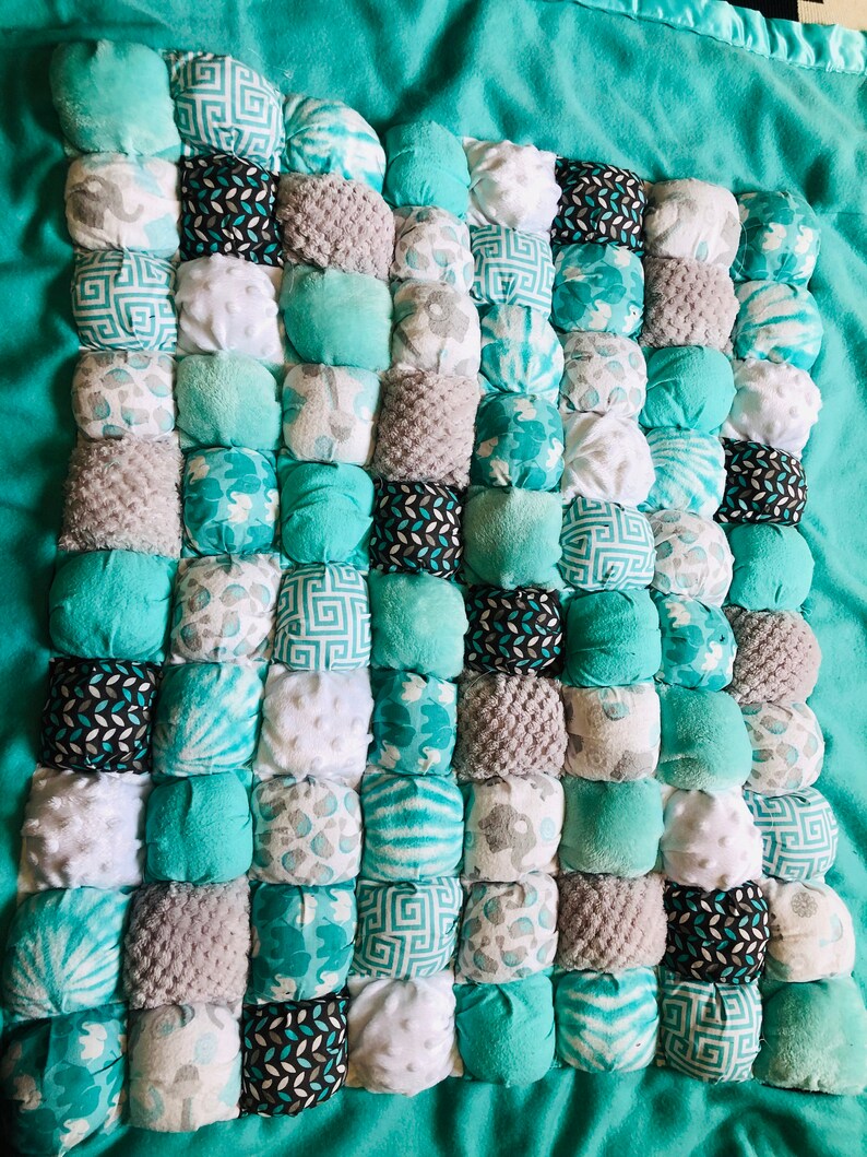 Teal Blanket Quilt for Tummy Time Naps /& Play Time