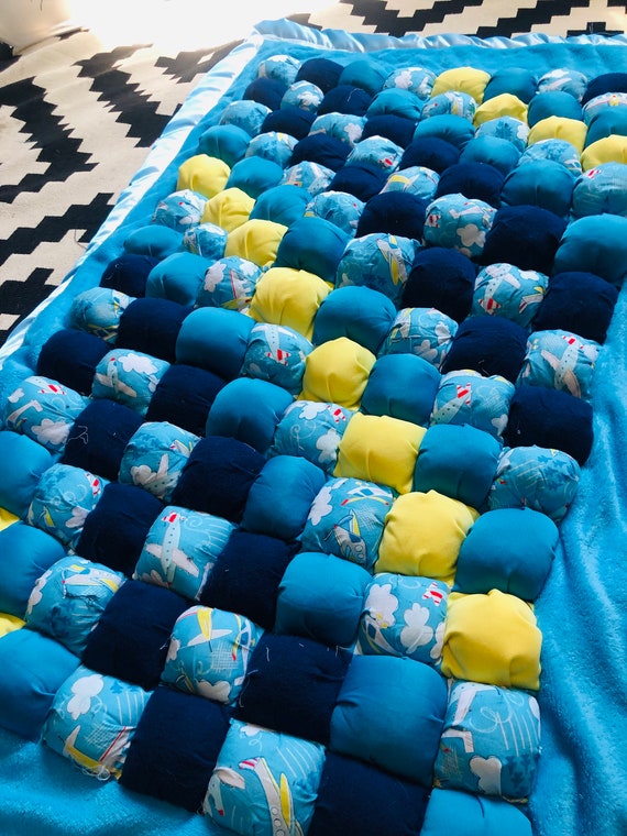 Teal Blanket Quilt for Tummy Time Naps /& Play Time