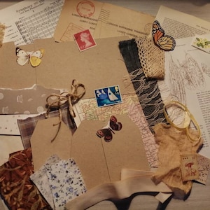 Journaling cards and tags kit - Make your own collaged journaling cards and tags.