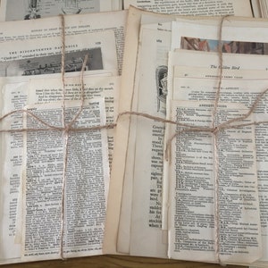 Old, vintage and antique book page grab bags for junk journaling, decoupage and scrapbooking.