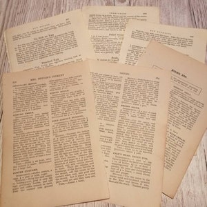 Pack of 10 themed old, vintage, and antique book pages for junk journaling, decoupage and scrapbooking.