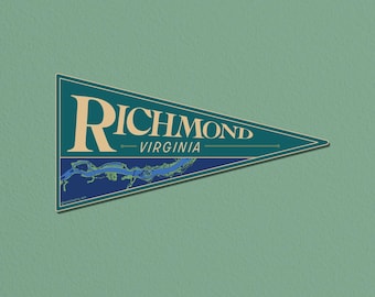 Richmond, Virginia Pennant Sticker • RVA • James River • High Quality Vinyl Waterproof Sticker Decal • Water bottles, laptop, car • 3in