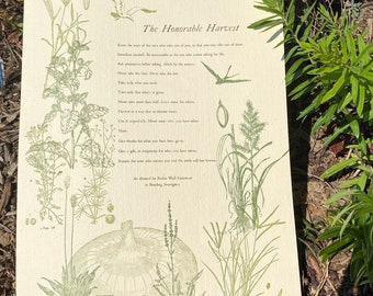 The Honorable Harvest • Letterpress Printed by Hand • 12in x 18in Print • Braiding Sweetgrass Excerpt