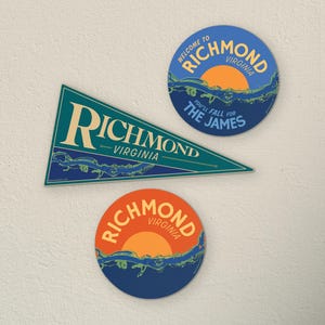 Richmond, Virginia Sticker Set • RVA • James River • High Quality Vinyl Waterproof Sticker Decal • Water bottles, laptop, car sticker • 3in