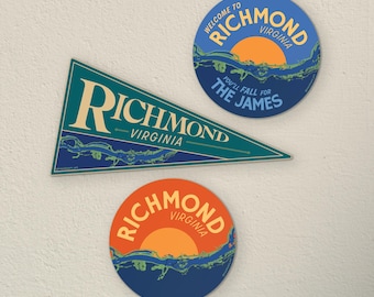 Richmond, Virginia Sticker Set • RVA • James River • High Quality Vinyl Waterproof Sticker Decal • Water bottles, laptop, car sticker • 3in