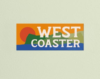 West Coaster • High Quality Weatherproof Vinyl Bumper Sticker • 7in x 3in • Decal