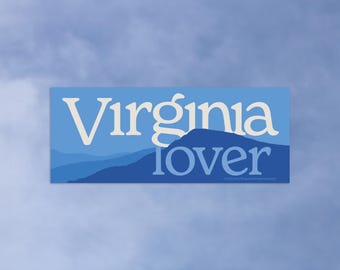 Virginia Lover • High Quality Weatherproof Vinyl Bumper Sticker • 7in x 3in • State Decal