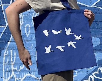 Wild Geese • Eco-Friendly Tote Bag • Screenprinted by Hand, 100% Cotton • Sustainable Art