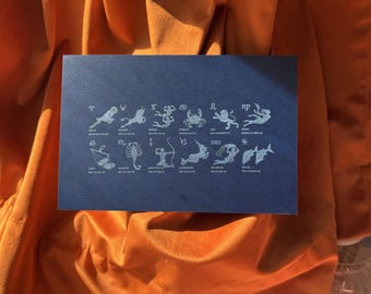 Zodiac Signs • Letterpress Printed by Hand • 5in x 8in and 5.5in x 9in