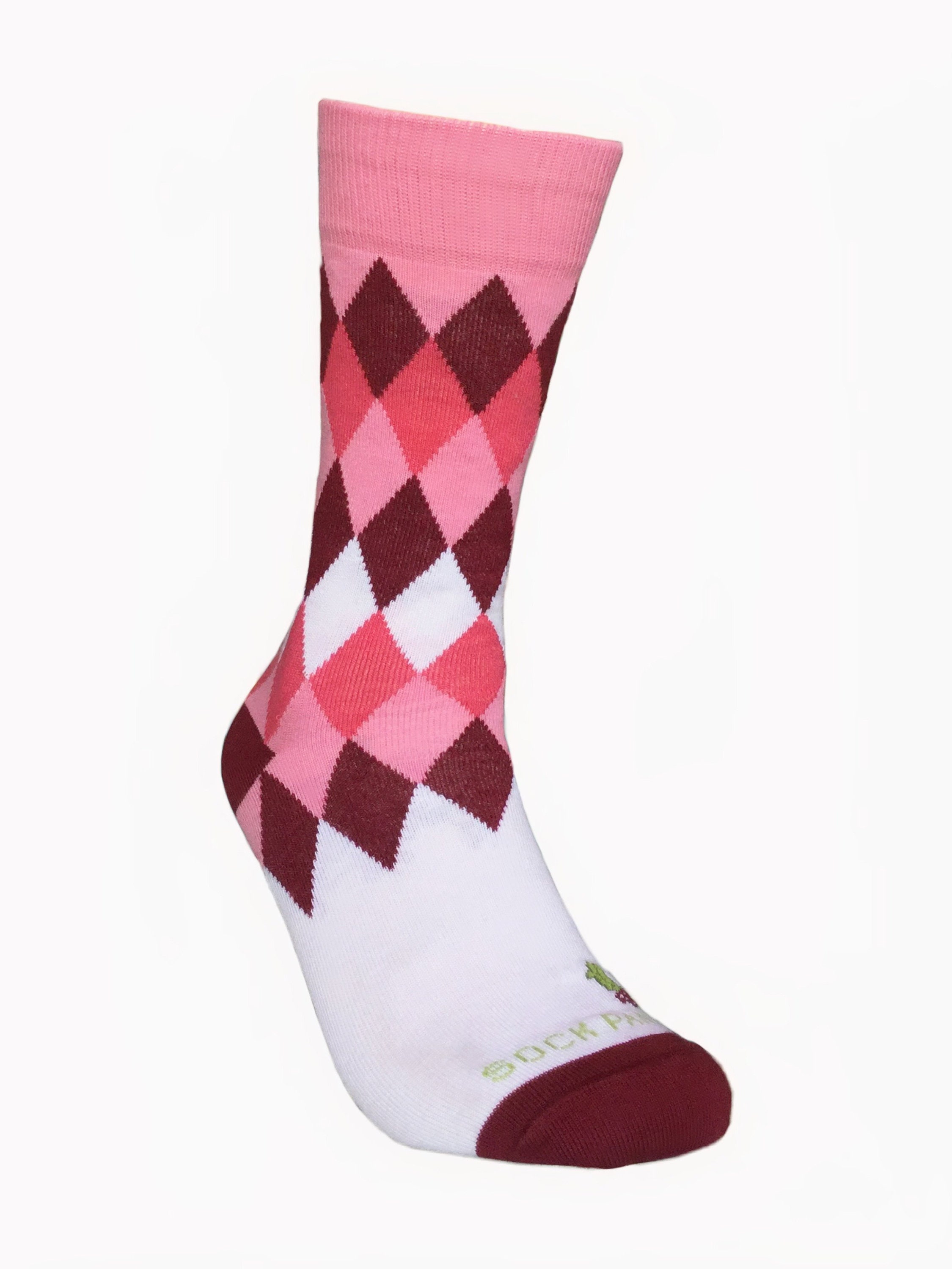 Colorful Pink Argyle Diamond Sock Adult Medium With Etsy