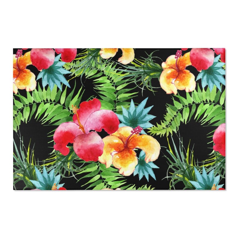 Tropical rug Hawaiian flower rug hibiscus rug tropical Etsy