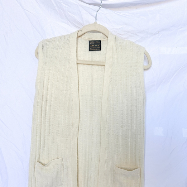 Vintage 70s Knit Sweater Vest in Cream by Sears Wintuck