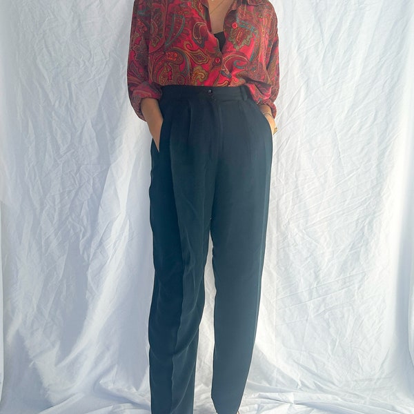 Vintage Navy Silk Trousers