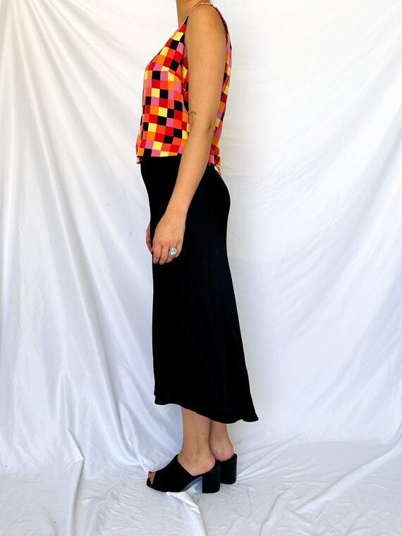Vintage 90s/00s Colorful Checkered Silk Tank - image 6
