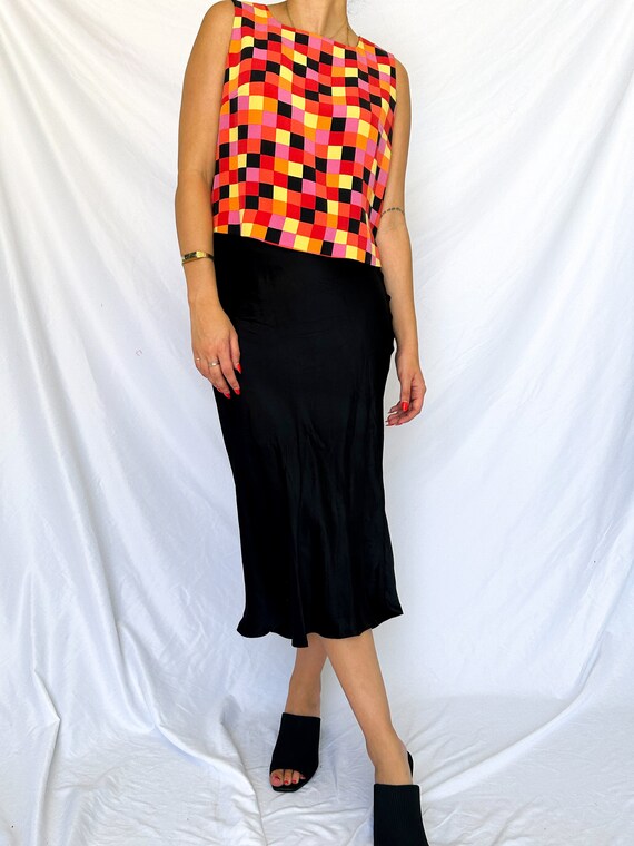 Vintage 90s/00s Colorful Checkered Silk Tank - image 5