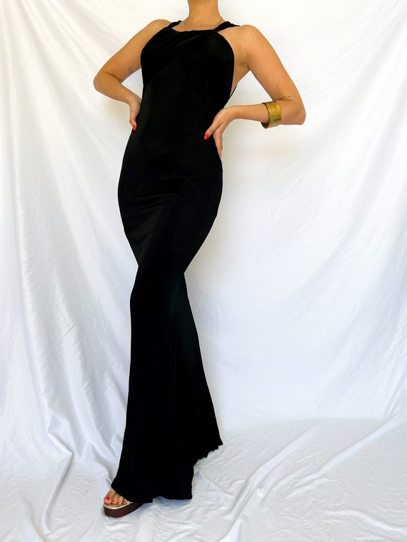 Vintage Black 100% Silk, Mermaid Cut Evening Gown - image 3