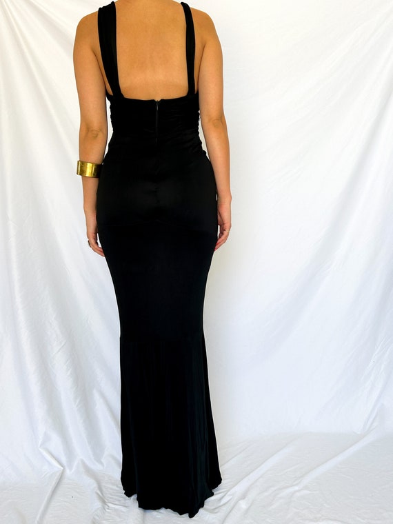 Vintage Black 100% Silk, Mermaid Cut Evening Gown - image 4