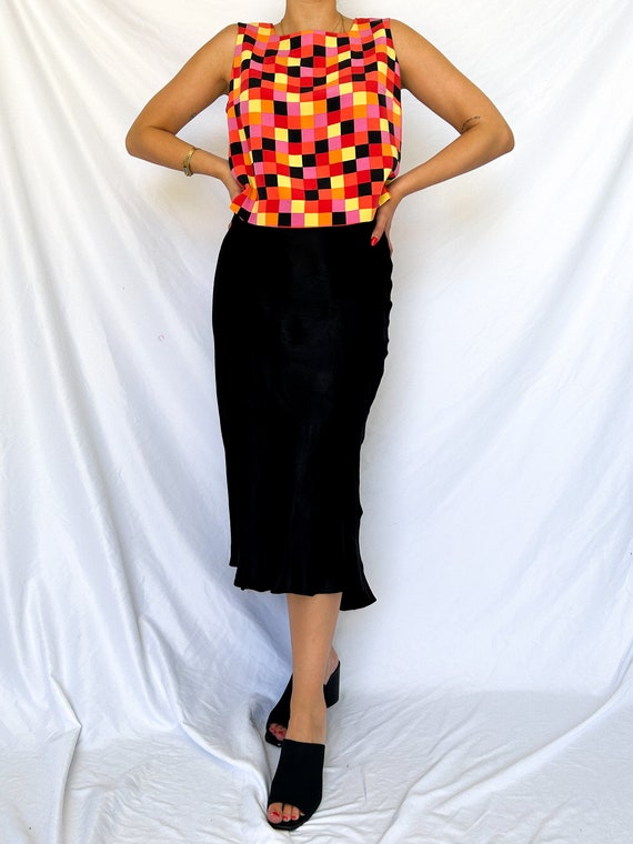 Vintage 90s/00s Colorful Checkered Silk Tank - image 2