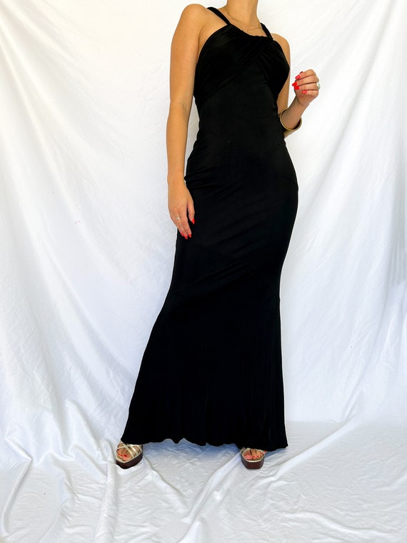 Vintage Black 100% Silk, Mermaid Cut Evening Gown - image 5