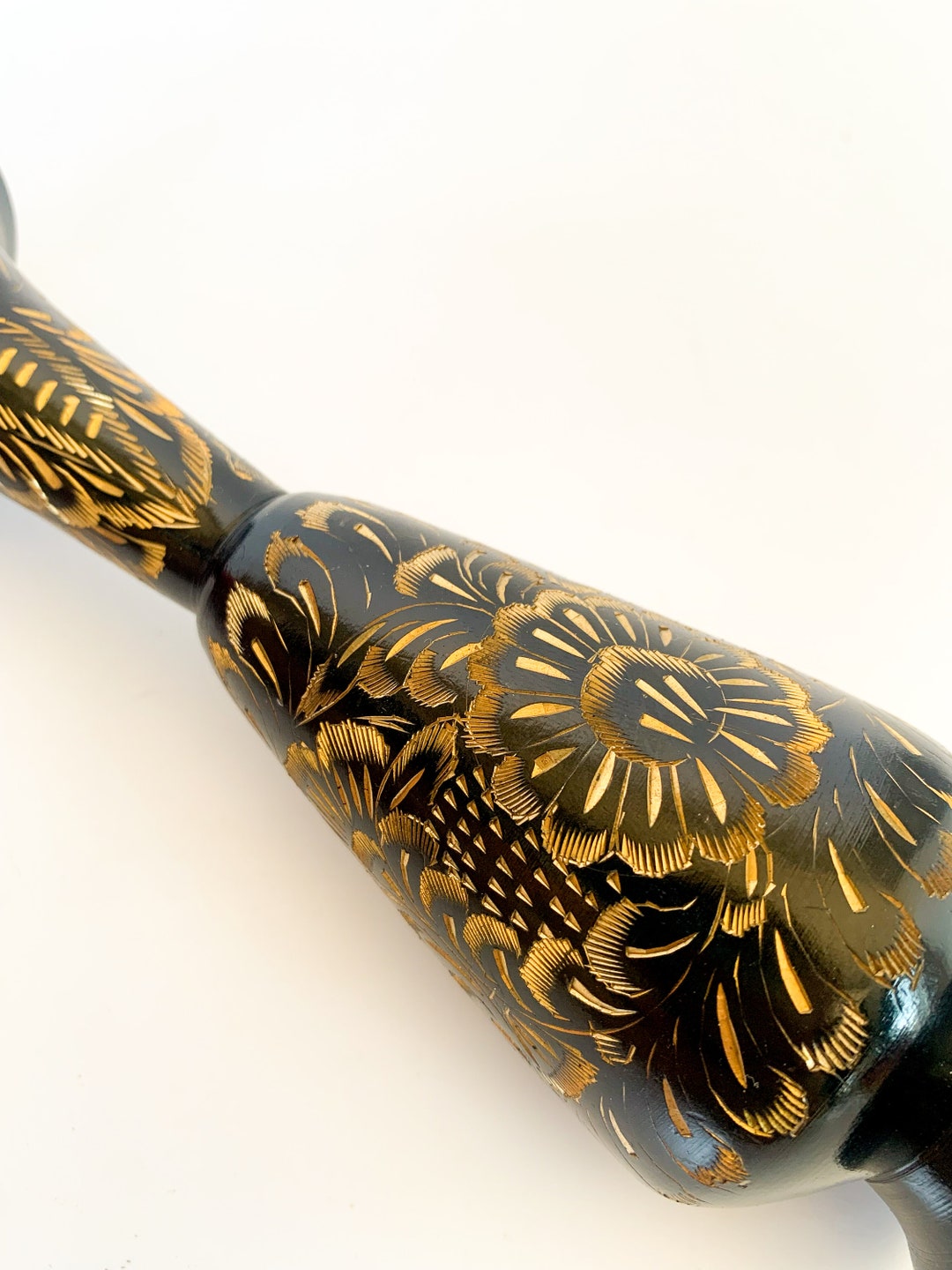 Black and Gold Etched Bud Vase Brass, Made in India Etsy