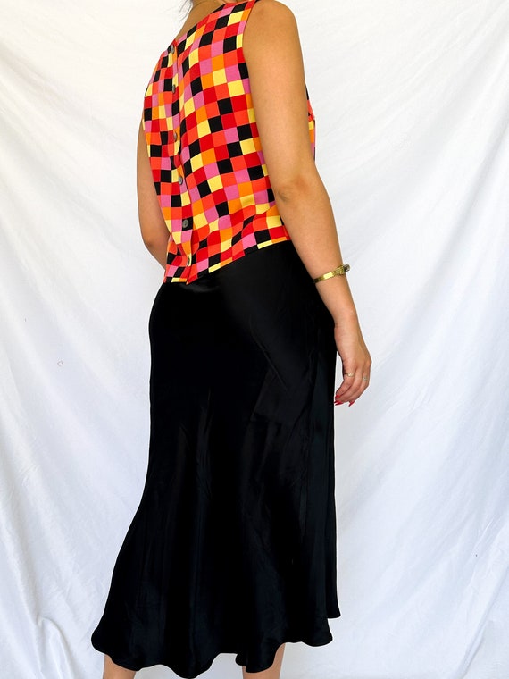 Vintage 90s/00s Colorful Checkered Silk Tank - image 7