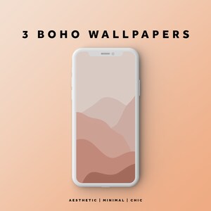 3 Boho Aesthetic iPhone Wallpapers | Pink/Beige Boho Instant Download PNG Wallpaper