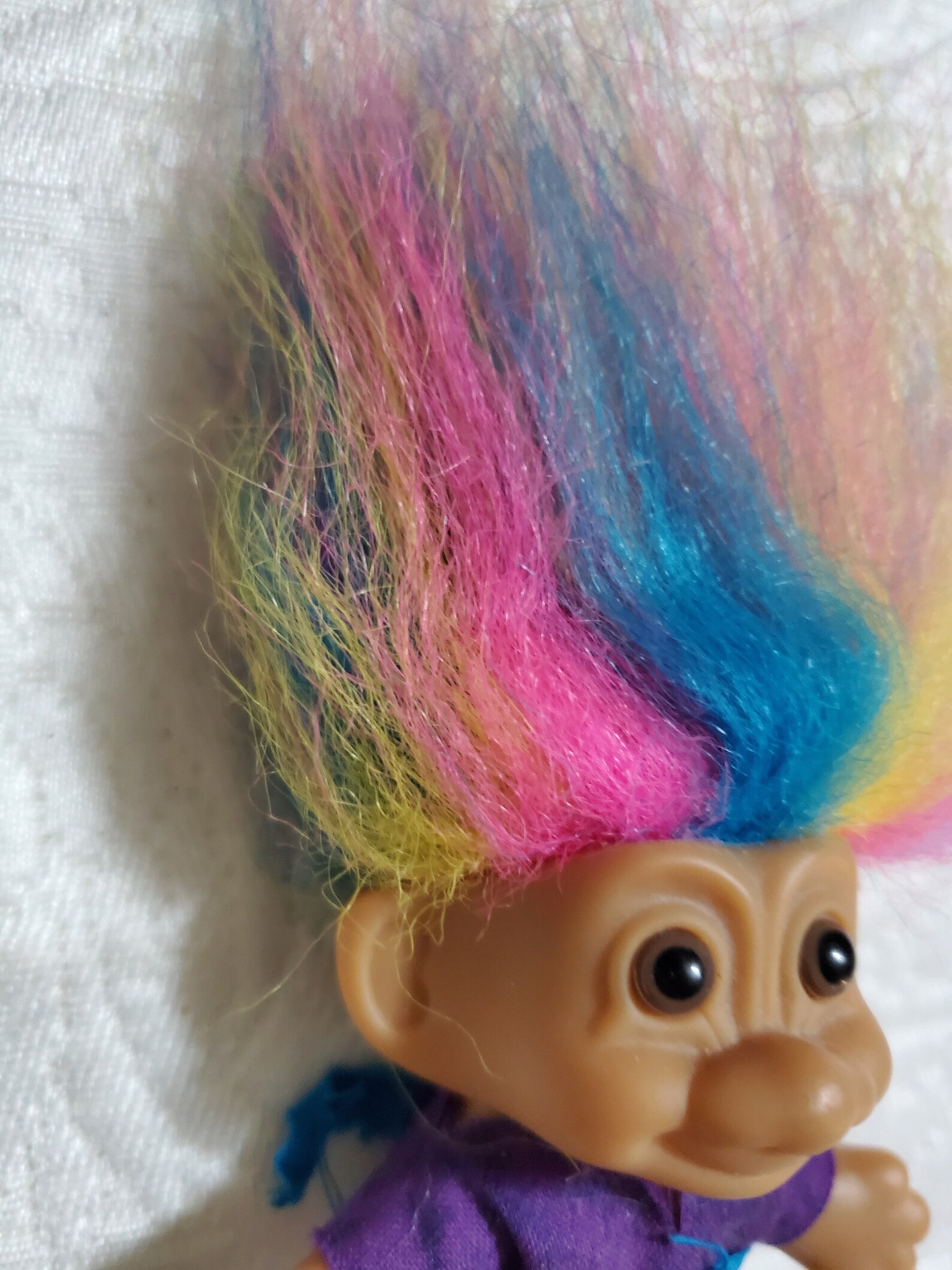 Troll doll purple felt dress multi colored hair yellow pink | Etsy