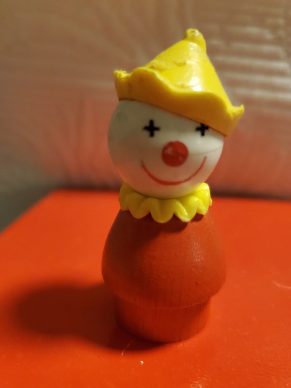 Fisher Price Little People Vintage Wood Red Circus Clown 