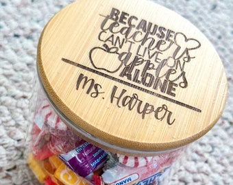 Personalized Teacher Gift | Teacher Candy Jar, Teacher Appreciation Gift, Personalized Glass Jar, Custom Teacher Gift, Personalized Gift