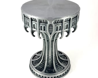 Giger Inspired Table Stand, Small Plant Lamp Decor Stool (8.5" Tall)