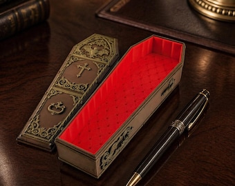 Coffin shaped pencil/pen holder and desk storage