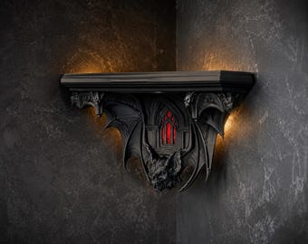 Vampire Bat Gothic Corner Shelf