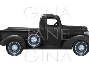 Ford 1937  Black Truck Sublimation PNG |  Pioneer Woman Style - Farmhouse DIY Craft Clip Art Gina Jane