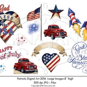 Patriotic PNG Graphics | Americana USA Patriotic DIY Craft Graphics by Gina Jane