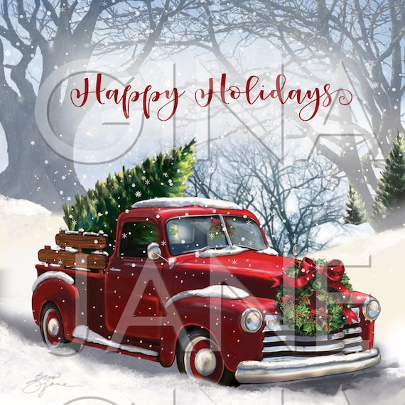 Vintage Christmas Classic Truck T-Shirt With Snow And Tree Vintage Christmas Classic Truck T-Shirt With Snow And Tree