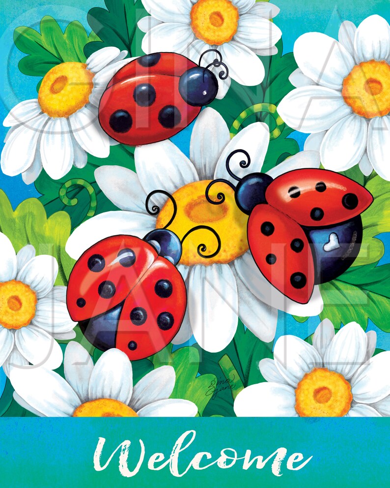 Lady Bug Daisies Spring Decor DIY | Welcome Spring DIY Wreath Printable ...