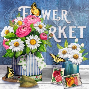 Flowers Pioneer Woman Style | Spring Wreath Sign Art  | Digital Art by Gina Jane