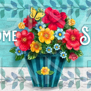 Flowers Summer  Welcome Sign Digital Art by Gina Jane