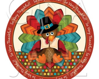 Thanksgiving Cute Turkey Digital Art Sign | Gina Jane Cute Turkey | Cute Kid's Thanksgiving DIY Decoration Download