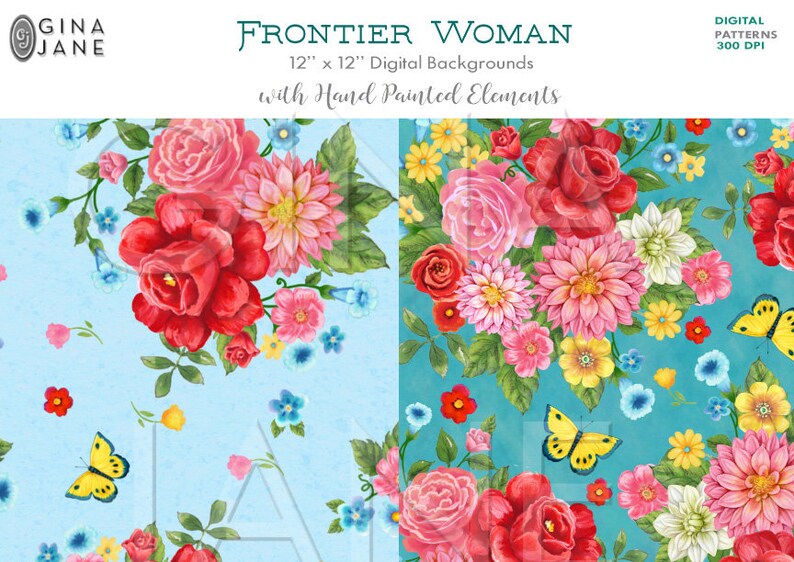 Frontier Woman Pioneer Rose Garden Patterns 12 X 12 - Etsy