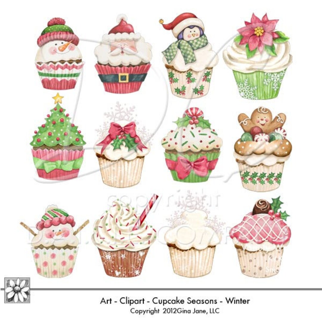 Santa's Christmas Cupcakes Clip Art PNG | Christmas Cupcakes Background ...