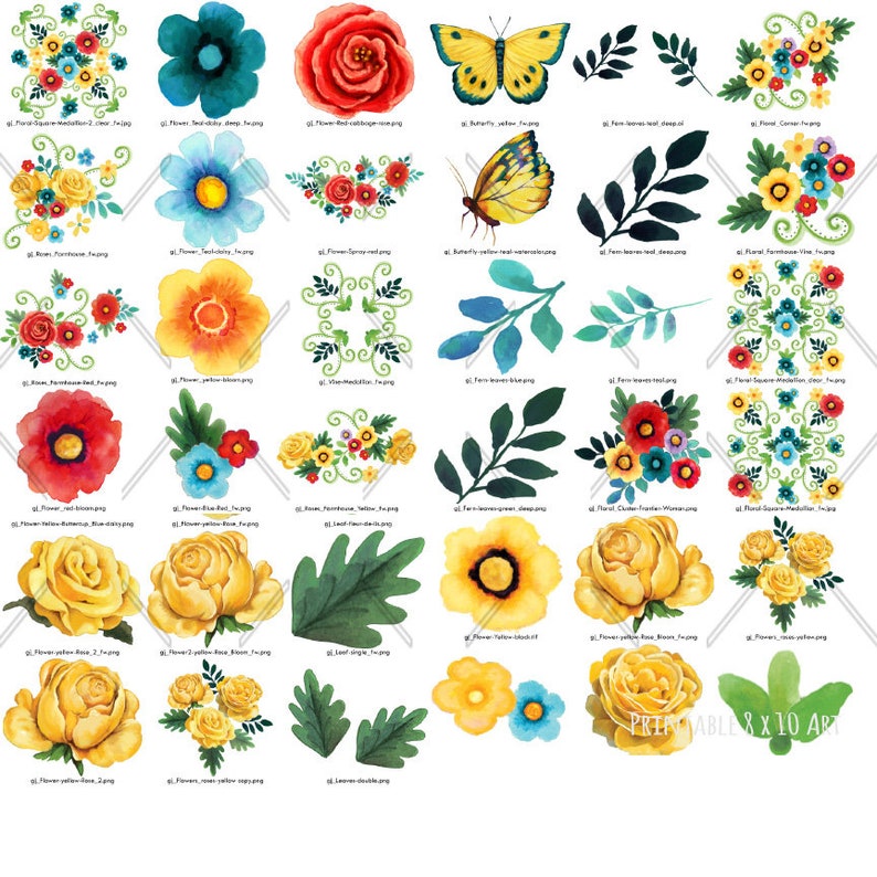 Digital Pioneer Woman Flowers & Butterflies PNG Gina | Etsy